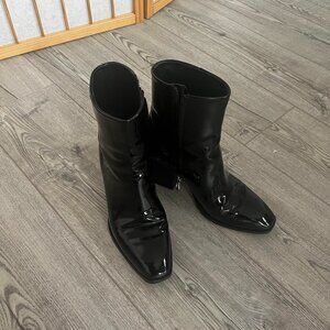 Aeyde Patent Leather Leandra Boot in Black Size 38